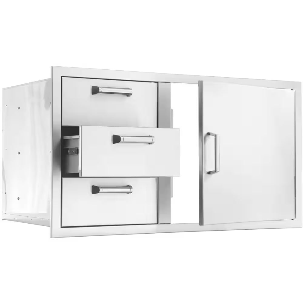Signature 260 Series 39 In. Stainless Steel Reversible Access Door & Triple Drawer Combo for BBQ Outdoor Kitchen Storage