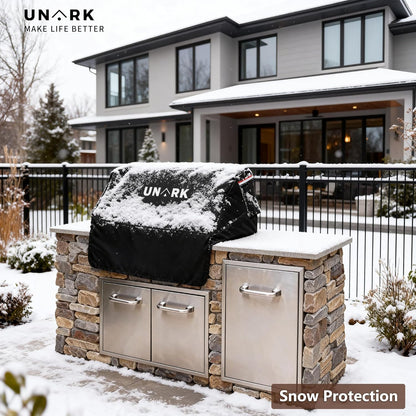 Built-In Grill Cover for Outdoor Grill, 36-Inch Heavy Duty Waterproof Island BBQ Grill Top Cover with Plush Lining, Built-In BBQ Grill Cover, All-Weather Protection BBQ Covers for Outside, Black