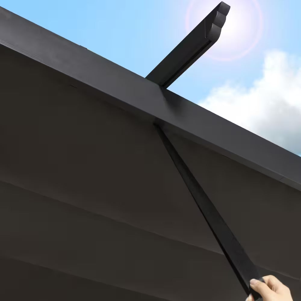 10 Ft. X 10 Ft. Dark Grey Aluminum Outdoor Patio Pergola with Retractable Sun Shade Canopy Cover