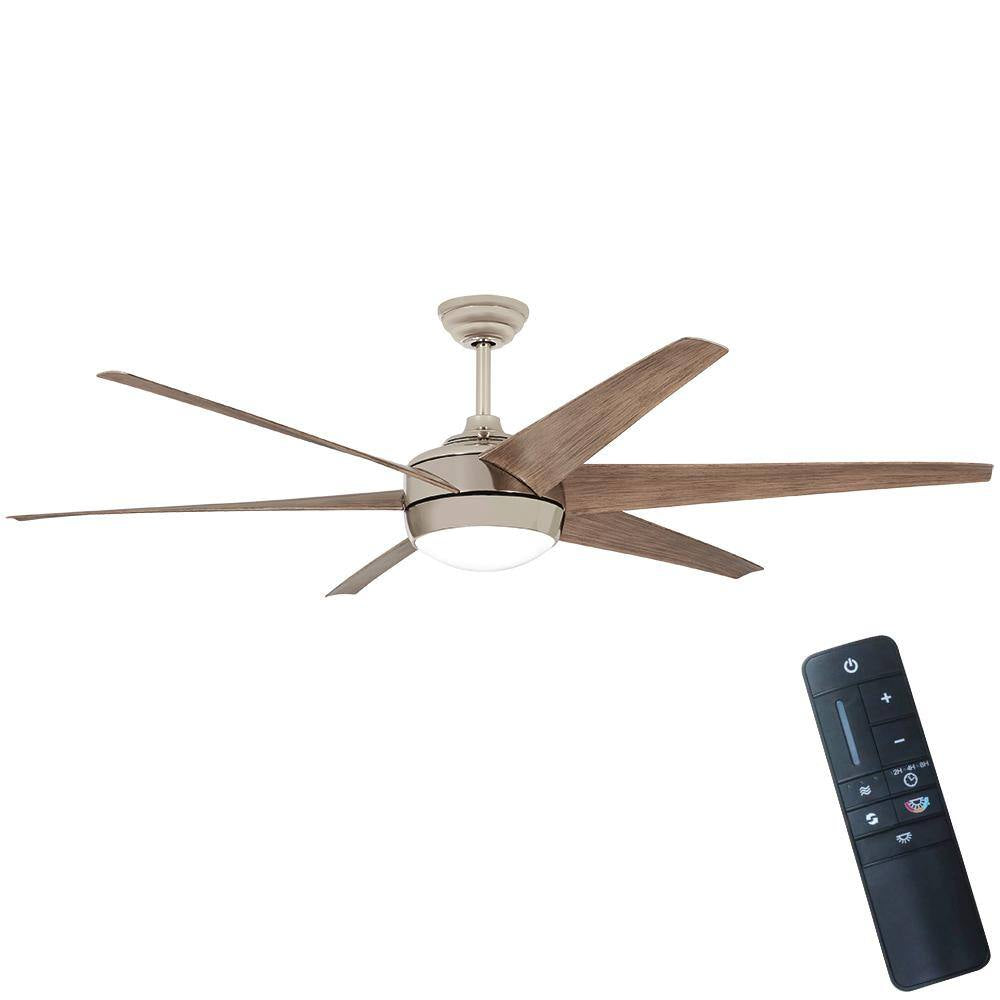 Windward 68 In. White Color Changing Integrated LED Polished Nickel Ceiling Fan with Light Kit, DC Motor and Remote