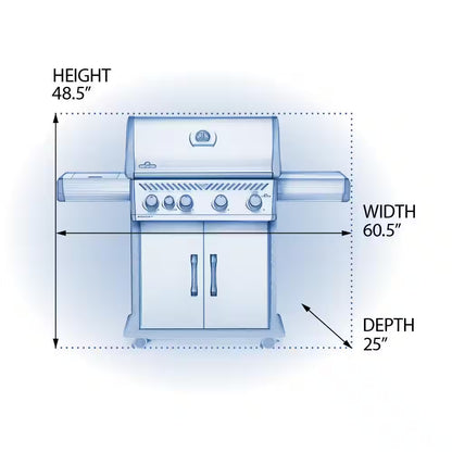 Rogue 4-Burner Propane Gas Grill in Stainless Steel with Infrared Rear and Side Burners