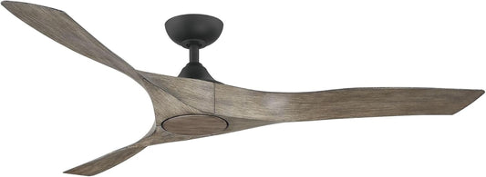 WR1801MBVO Willow 60 Inch Indoor/Outdoor Smart Ceiling Fan | 1368 Lumens Integrated LED 3000K | Matte Black Finish with Vintage Oak Blades | Remote Control | 6 Speed DC Motor | Damp Rated
