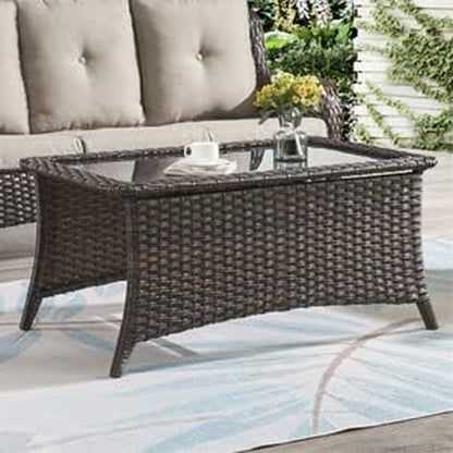 Patio Furniture 6 Pieces Outdoor Furniture Set Wicker Outdoor Sectional Sofa with Swivel Rocking Chairs,Patio Ottomans,Patio Coffee Table