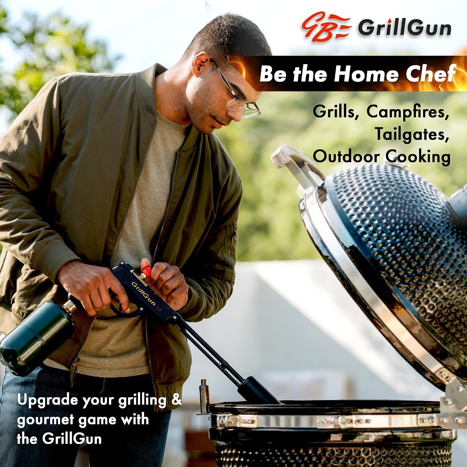 Grillgun Handheld Propane Torch 400,000+ BTU Flame Blowtorch for Instant Charcoal Ignition, Outdoor Cooking, Firepits, Camping, BBQ Portable High-Power Blowtorch with Hose