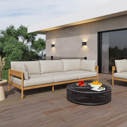 Vento Patio Outdoor Couch, 3-Seat | All-Weather Aluminium Frame, Water-Resistant Olefin Cushions, Patio Conversation Sets for Backyard, Garden, Porch