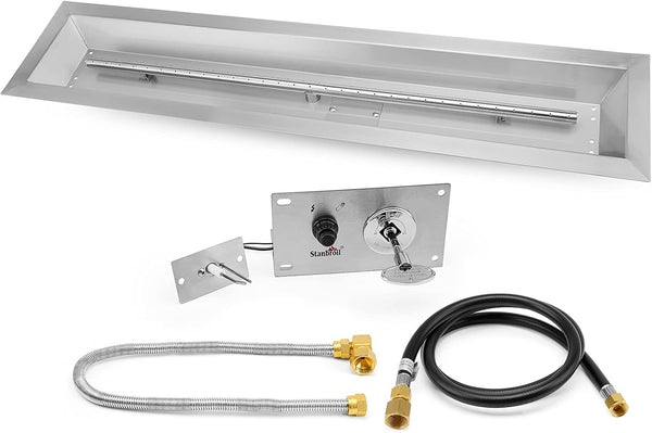 48 X 6 Inch Linear Fire Pit Burner with Spark Ignition Kit | Natural Gas Stainless Steel Gas Fire Pit Kit Insert for DIY Fireplace, 91,000 BTU'S Max
