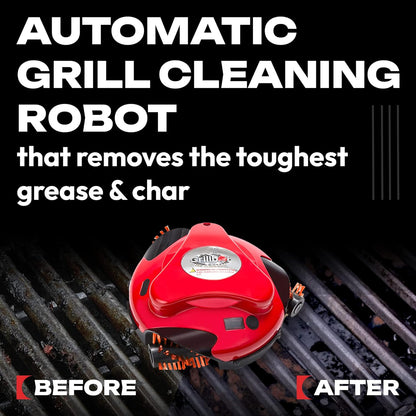 Automatic Grill Cleaning Robot with Nylon Brushes, Electric BBQ Cleaner Brush with Motorized Power, Cordless Rechargeable Grill Scrubber for Outdoor Grills (Red)