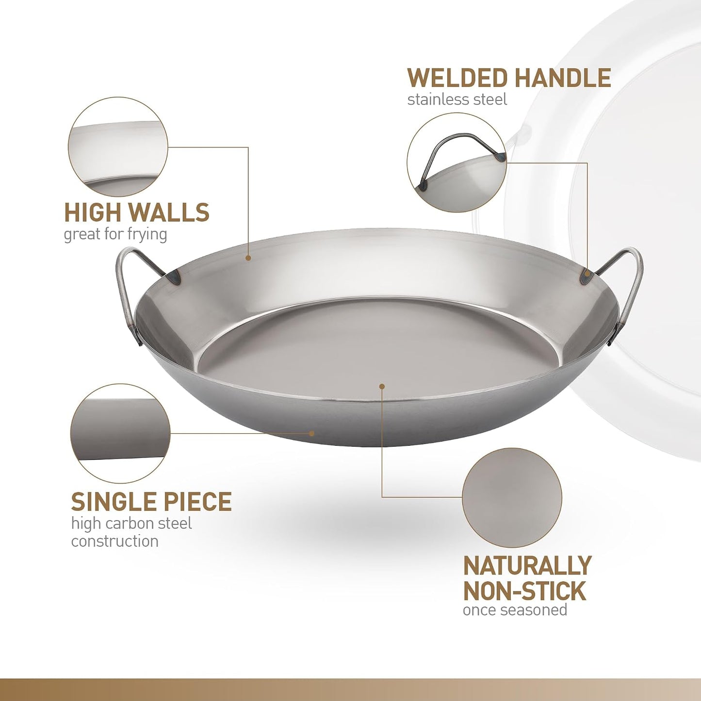 Bourgeat Black Carbon Steel Paella Pan, 17 1/2"