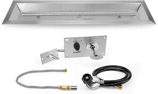 36 X 6 Inch Linear Fire Pit Kit with Spark Ignition Kits | 304 Stainless Steel Propane Gas Firepit Insert for Outdoor DIY Firepit Project - Propane Gas Version
