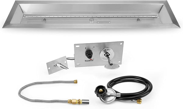 36 X 6 Inch Linear Fire Pit Kit with Spark Ignition Kits | 304 Stainless Steel Propane Gas Firepit Insert for Outdoor DIY Firepit Project - Propane Gas Version