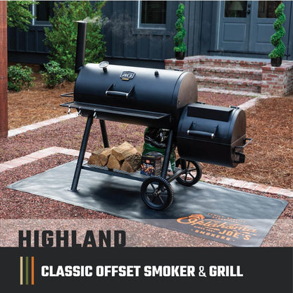 Highland Offset Charcoal Smoker and Grill with 900 Sq. In. Cooking Area in Black