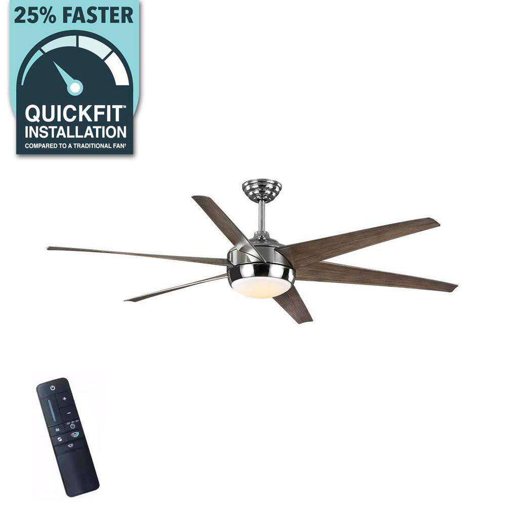 Windward 68 In. White Color Changing Integrated LED Polished Nickel Ceiling Fan with Light Kit, DC Motor and Remote
