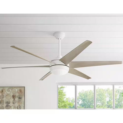 Windward 68 In. White Color Changing Integrated LED Matte White Ceiling Fan with Light Kit, DC Motor and Remote