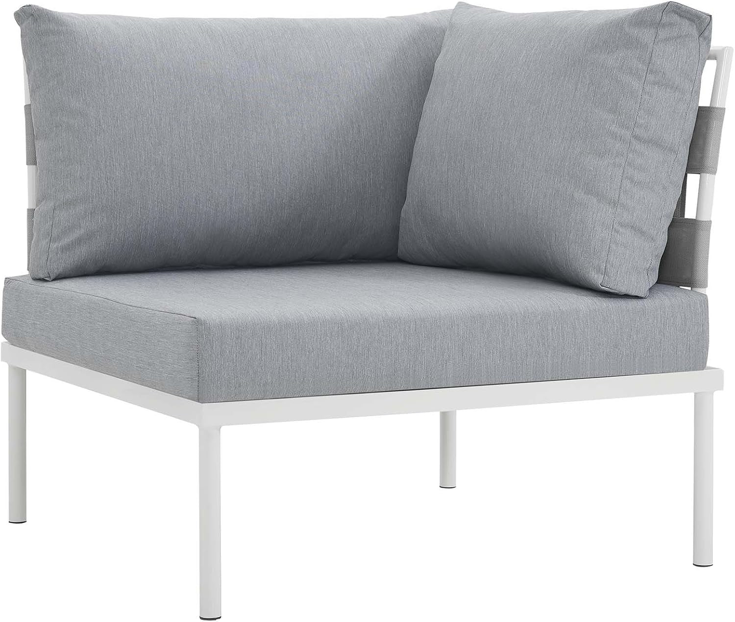 Harmony Aluminum Outdoor Patio Furniture 6-Piece Sectional Sofa Set in White Gray