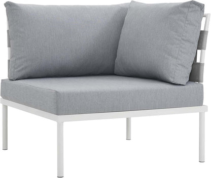 Harmony Aluminum Outdoor Patio Furniture 6-Piece Sectional Sofa Set in White Gray