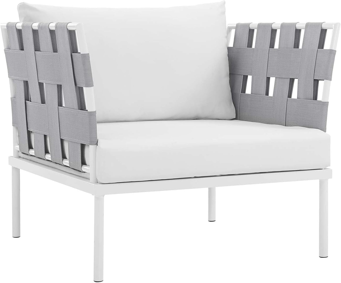 Harmony 8-Piece Aluminum Outdoor Patio Furniture Sectional Sofa Set with Cushions in White White