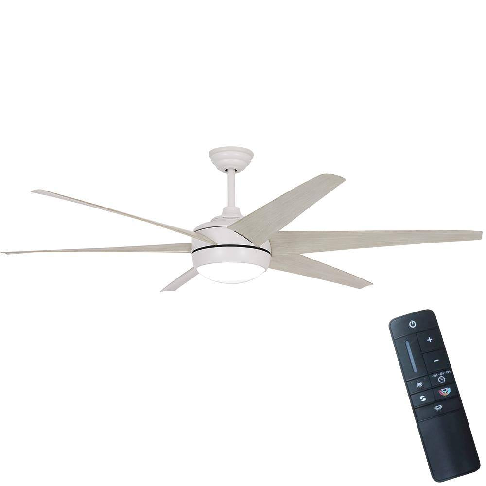 Windward 68 In. White Color Changing Integrated LED Matte White Ceiling Fan with Light Kit, DC Motor and Remote