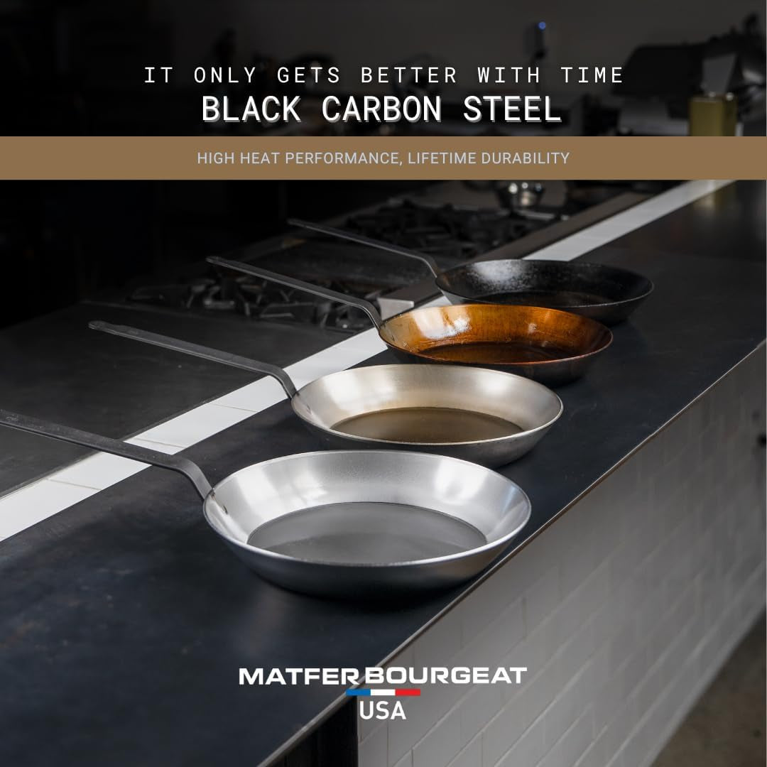 Bourgeat Black Carbon Steel Paella Pan, 17 1/2"