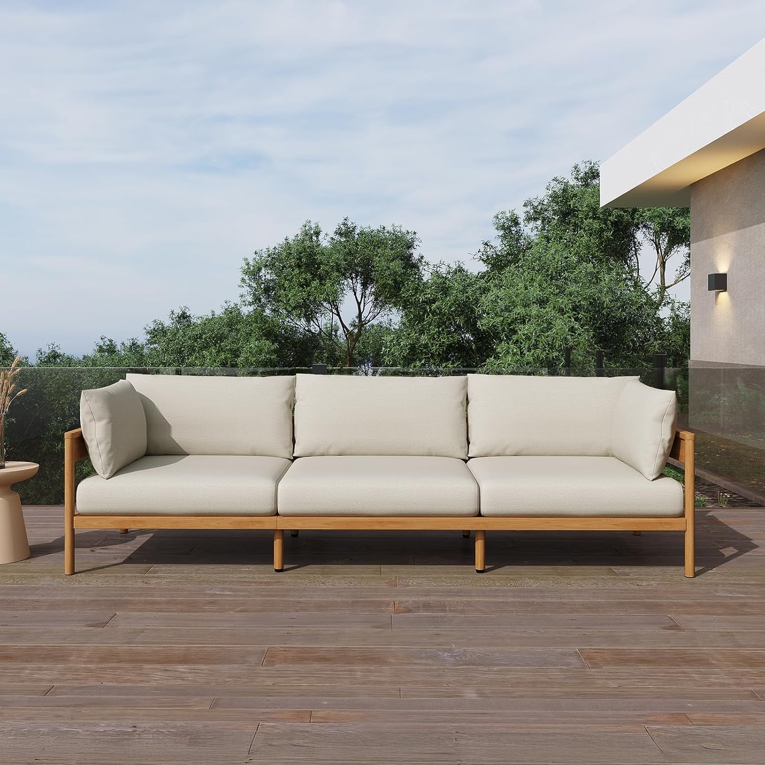 Vento Patio Outdoor Couch, 3-Seat | All-Weather Aluminium Frame, Water-Resistant Olefin Cushions, Patio Conversation Sets for Backyard, Garden, Porch