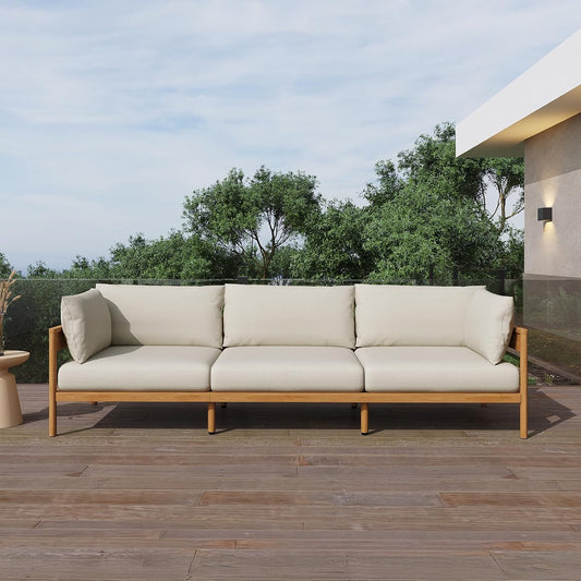 Vento Patio Outdoor Couch, 3-Seat | All-Weather Aluminium Frame, Water-Resistant Olefin Cushions, Patio Conversation Sets for Backyard, Garden, Porch