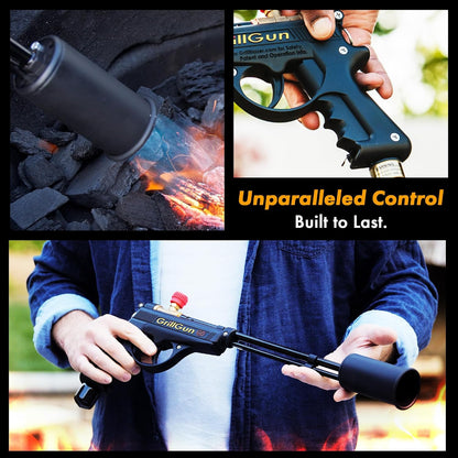 Grillgun Handheld Propane Torch 400,000+ BTU Flame Blowtorch for Instant Charcoal Ignition, Outdoor Cooking, Firepits, Camping, BBQ Portable High-Power Blowtorch with Hose