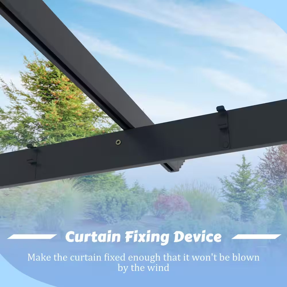 10 Ft. X 10 Ft. Dark Grey Aluminum Outdoor Patio Pergola with Retractable Sun Shade Canopy Cover