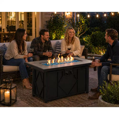 42 In. 60,000BTU Fire Pit Propane Gas Fire Pit Table Rectangular Tabletop