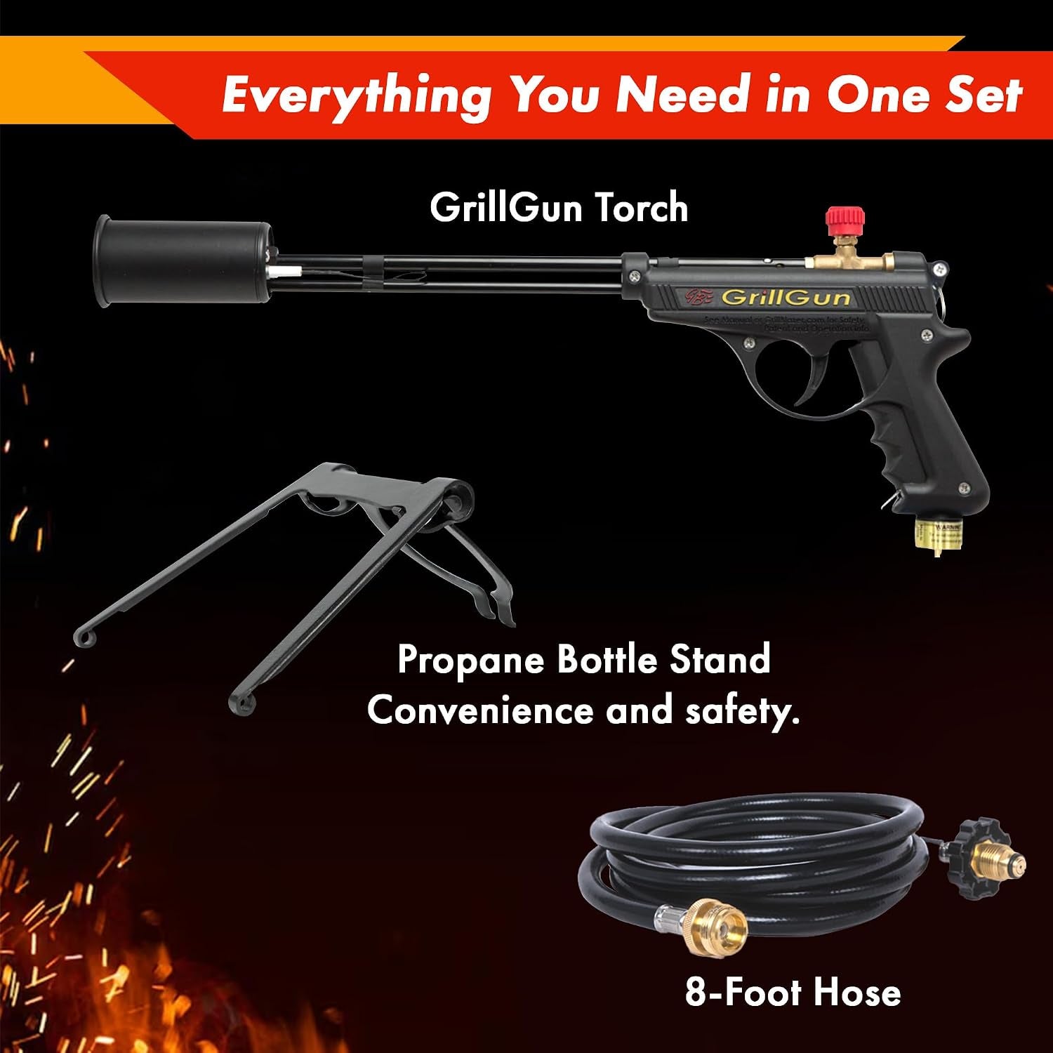 Grillgun Handheld Propane Torch 400,000+ BTU Flame Blowtorch for Instant Charcoal Ignition, Outdoor Cooking, Firepits, Camping, BBQ Portable High-Power Blowtorch with Hose