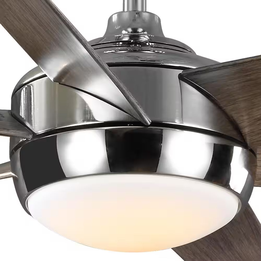 Windward 68 In. White Color Changing Integrated LED Polished Nickel Ceiling Fan with Light Kit, DC Motor and Remote