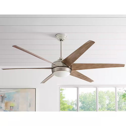 Windward 68 In. White Color Changing Integrated LED Polished Nickel Ceiling Fan with Light Kit, DC Motor and Remote