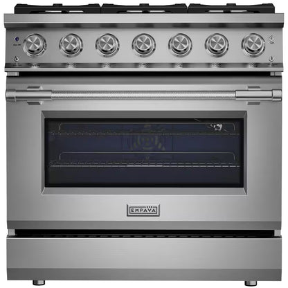 36 In. Slide-In Gas Range, 5.2 Cu. Ft. Convection Oven, 6 Sealed Burners, Convertible to Propane in Stainless Steel