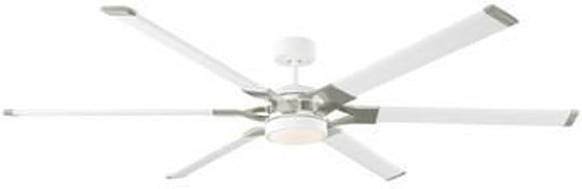 6LFR72RZWD Loft Industrial 72" Outdoor/Indoor Damp Ceiling Fan with LED Lights and Remote Control, Matte White