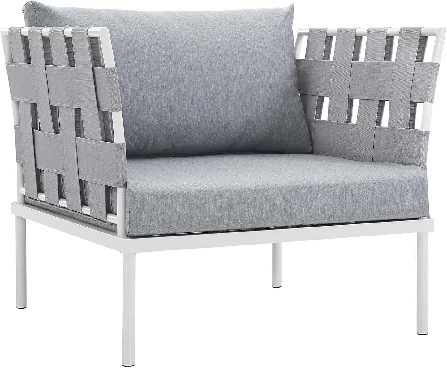 Harmony Aluminum Outdoor Patio Furniture 6-Piece Sectional Sofa Set in White Gray