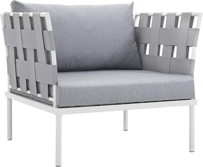Harmony Aluminum Outdoor Patio Furniture 6-Piece Sectional Sofa Set in White Gray