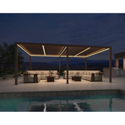 Bronze Louvered Pergola with Adjustable Roof for Deck Backyard Garden Hardtop Gazebo