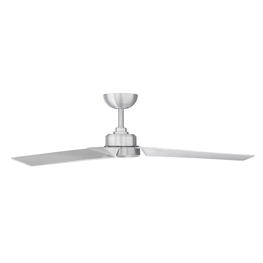 Roboto 52 In. Smart Indoor/Outdoor Brushed Aluminum 3-Blade Standard Ceiling Fan plus Remote