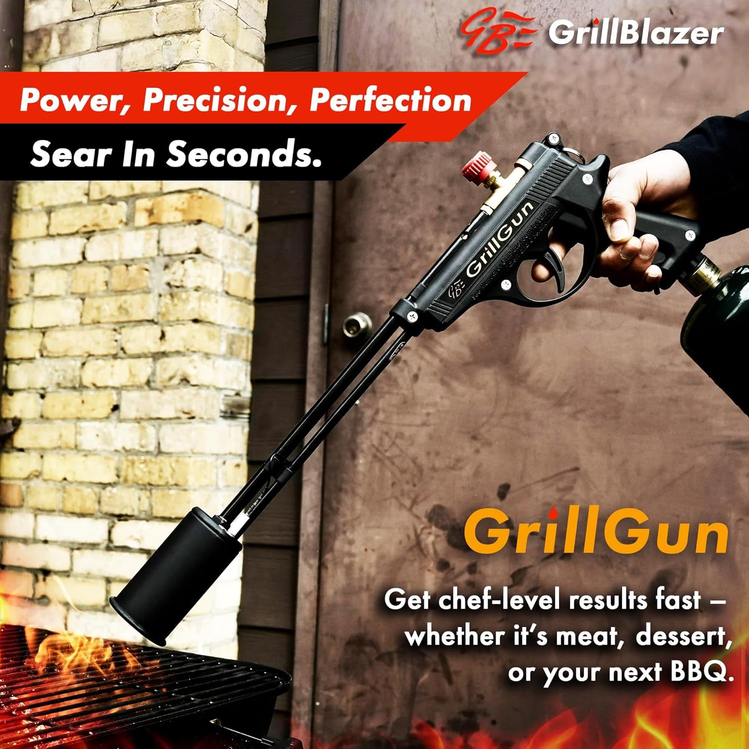 Grillgun Handheld Propane Torch 400,000+ BTU Flame Blowtorch for Instant Charcoal Ignition, Outdoor Cooking, Firepits, Camping, BBQ Portable High-Power Blowtorch with Hose