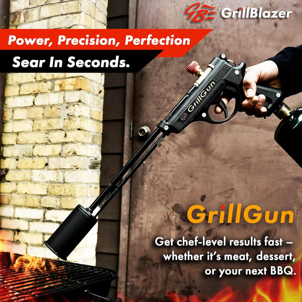 Grillgun Handheld Propane Torch 400,000+ BTU Flame Blowtorch for Instant Charcoal Ignition, Outdoor Cooking, Firepits, Camping, BBQ Portable High-Power Blowtorch with Hose