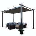16 Ft. W X 12 Ft. D Aluminum Pergola Outdoor with Dark Gray Retractable Canopy