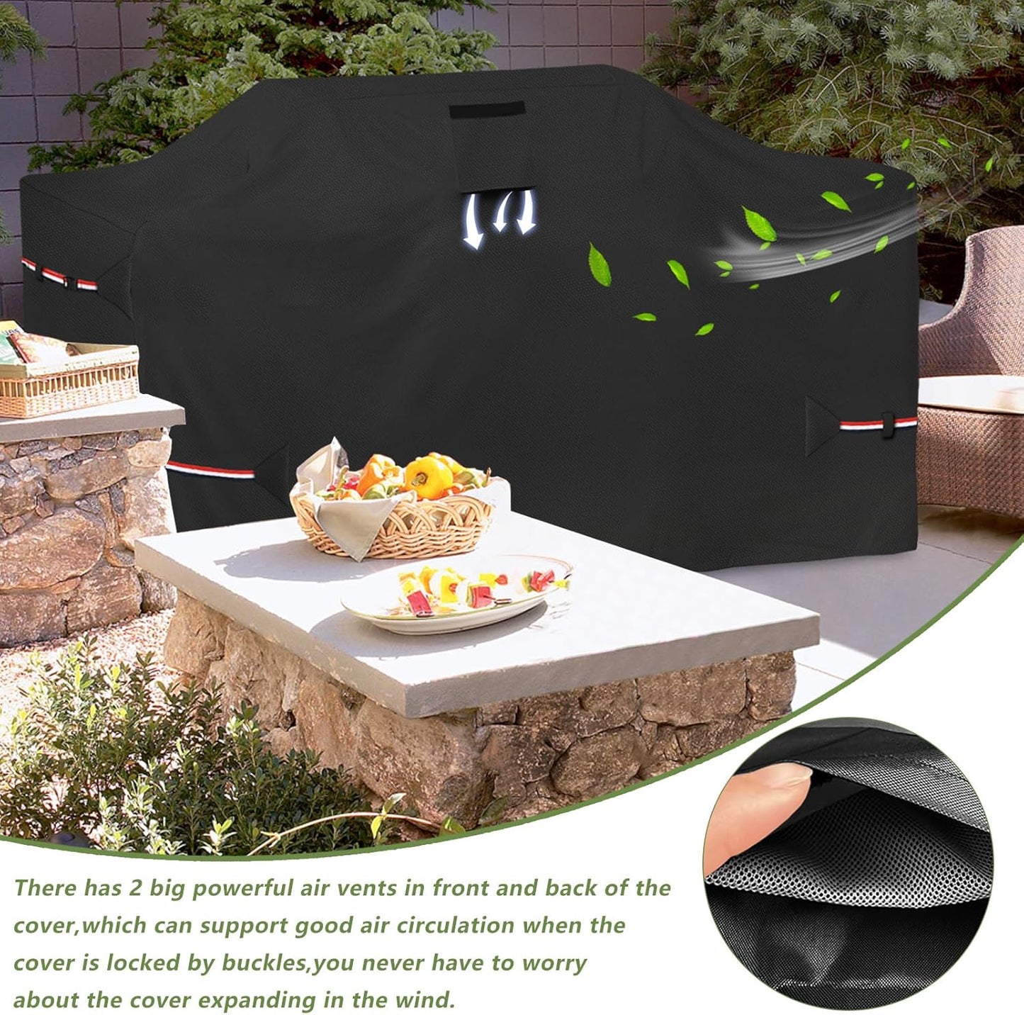110 Inch Island Grill Cover - 600D Heavy Duty Waterproof All Weather Protection Outdoor Cover,Black