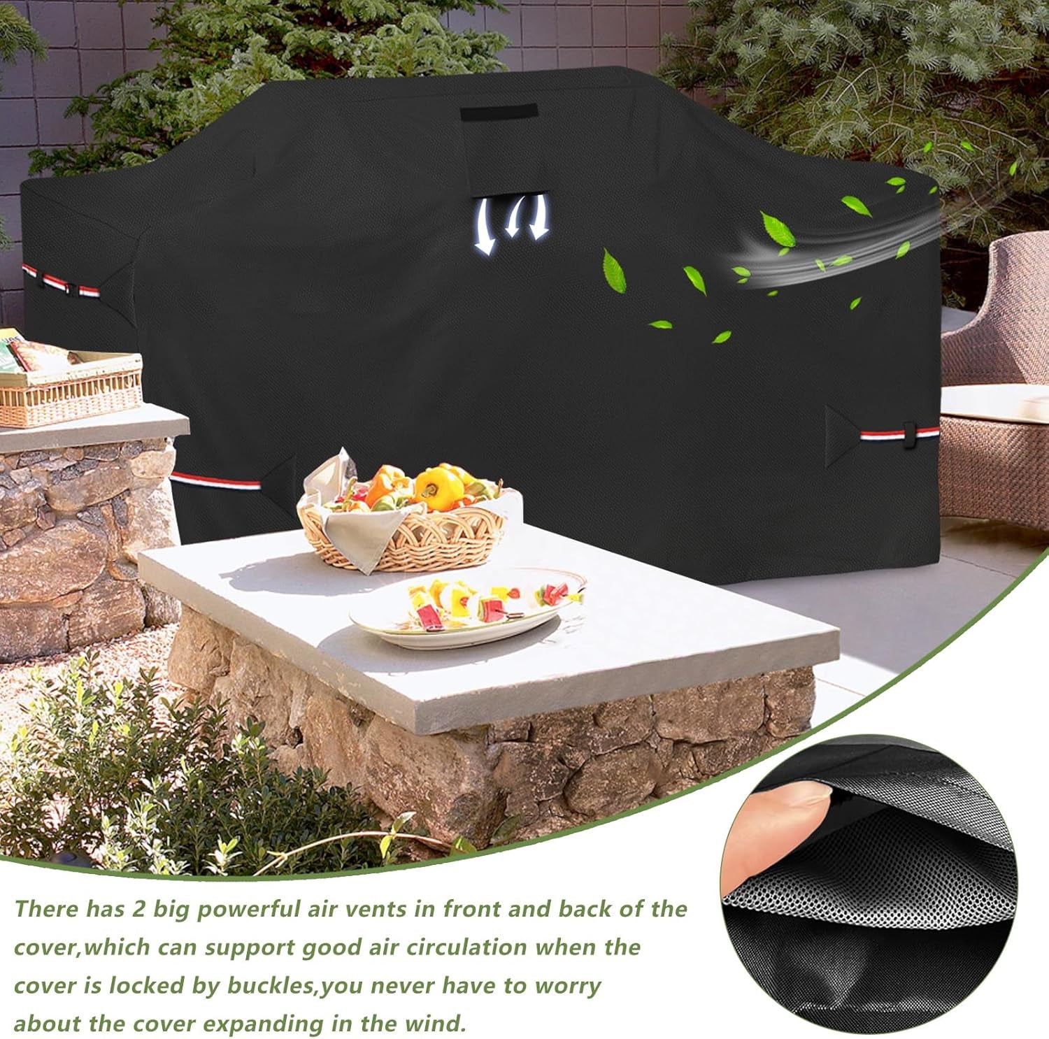 78 Inch Island Grill Cover - 600D Heavy Duty Waterproof All Weather Protection Outdoor Cover,Black