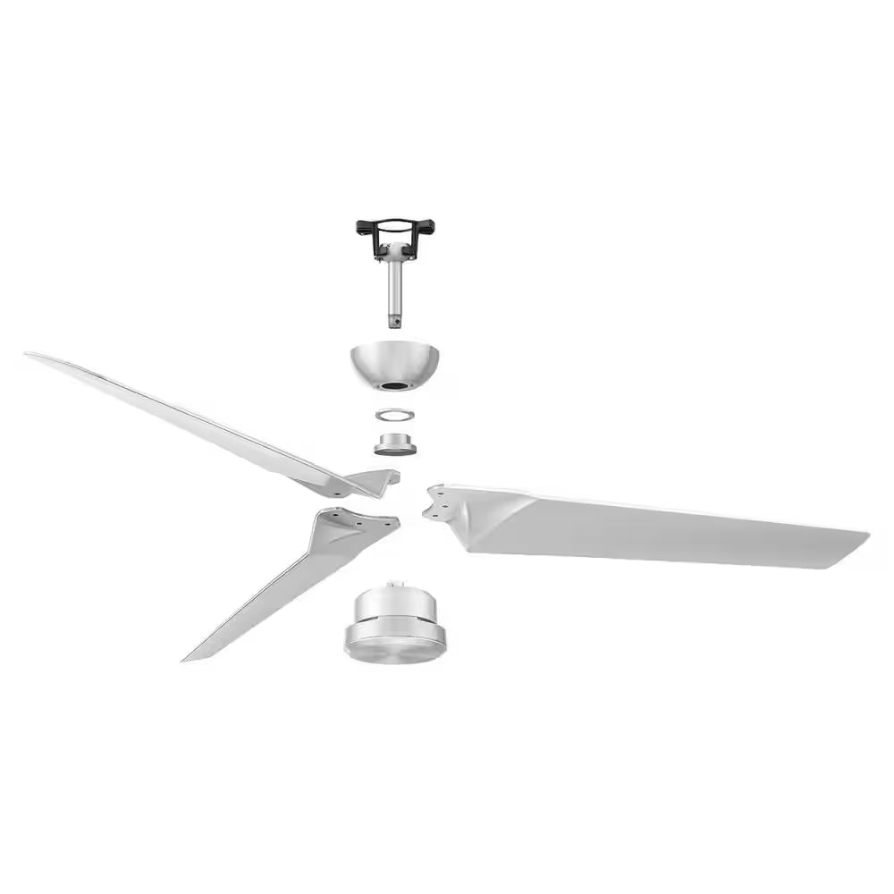 Roboto 52 In. Smart Indoor/Outdoor Brushed Aluminum 3-Blade Standard Ceiling Fan plus Remote