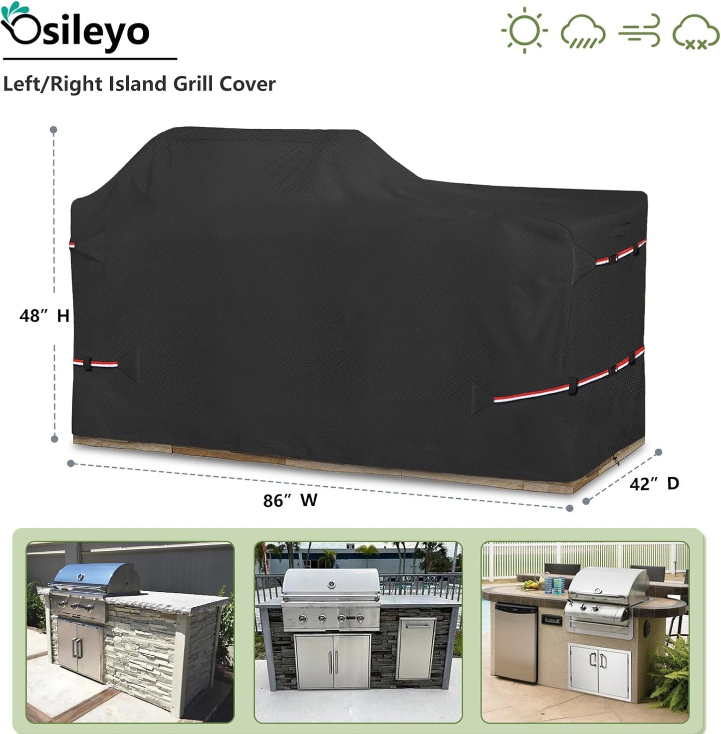 86 Inch Island Grill Cover - 600D Heavy Duty Waterproof All Weather Protection Extra Large Grill Covers,Island with Left/Right Grill Head,Grill Cover for Outdoor Grill,Bbq Cover