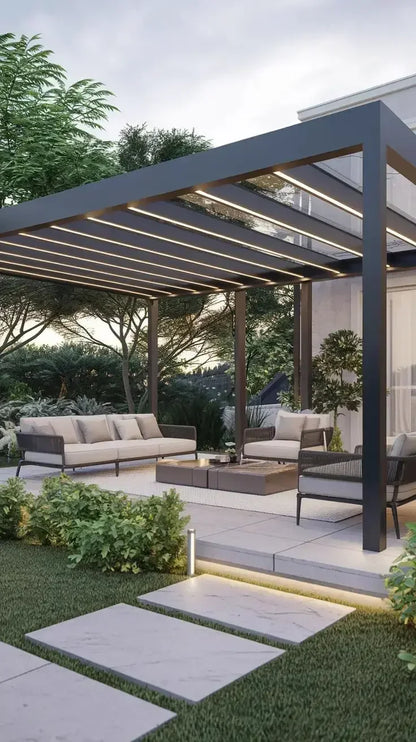 Modern Outdoor Waterproof Aluminum Louvered Sunroof Pergola Sun Shade Frame Electric Pergola Louvered Roof Aluminium Canopy