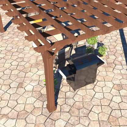 16 Ft. W X 12 Ft. D Cedar Wood Patio Pergola Shade Structure for Outdoor, Brown