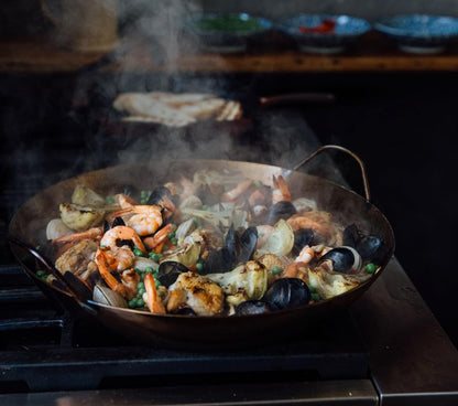 Bourgeat Black Carbon Steel Paella Pan, 17 1/2"