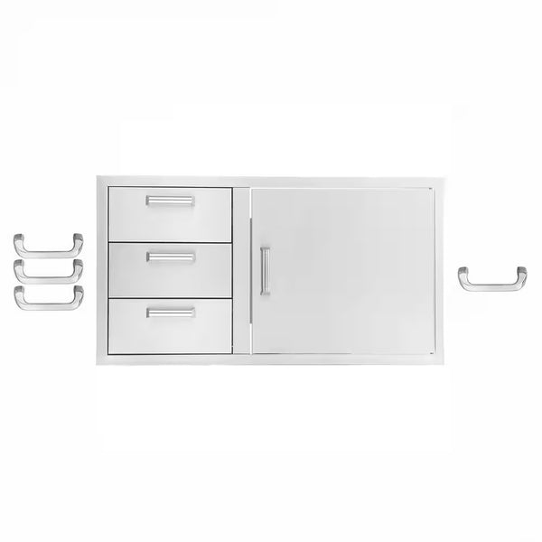 Signature 260 Series 39 In. Stainless Steel Reversible Access Door & Triple Drawer Combo for BBQ Outdoor Kitchen Storage
