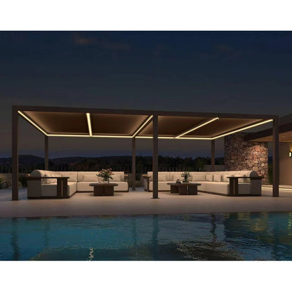 Bronze Louvered Pergola with Adjustable Roof for Deck Backyard Garden Hardtop Gazebo