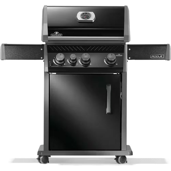 Rogue 425 3-Burner Natural Gas Grill in Black with Cast Iron Cooking Grids and Range Side Burner