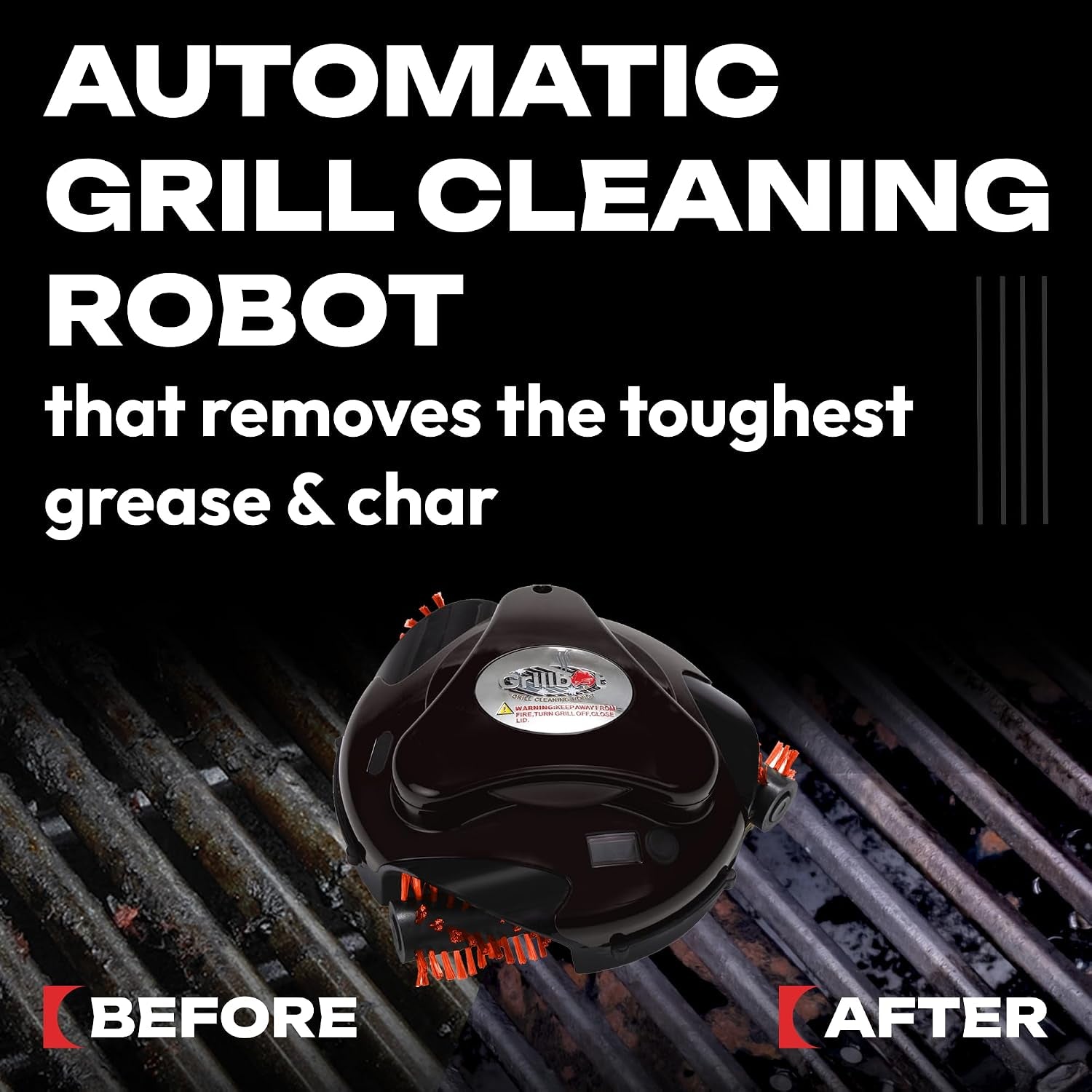 Automatic Grill Cleaning Robot with Nylon Brushes, Electric BBQ Cleaner Brush with Motorized Power, Cordless Rechargeable Grill Scrubber for Outdoor Grills (Red and Case)